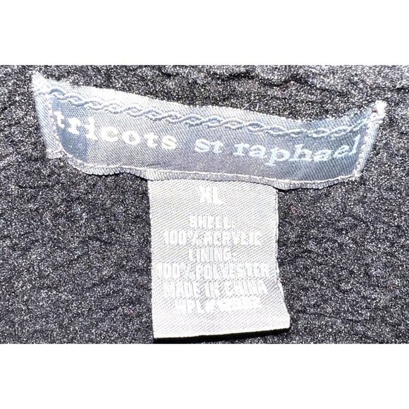 Tricots St Raphael Black Full-Zip Sweater XL 100% Acrylic Shell Polyester Lining - Picture 4 of 4